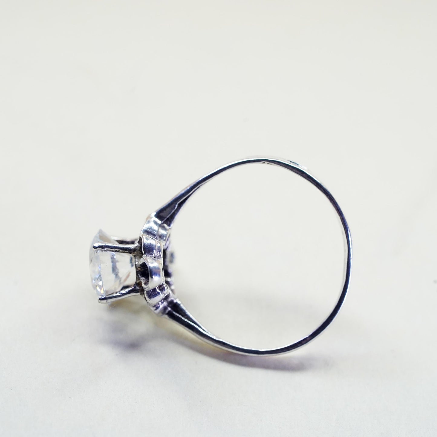 Size 5, vintage Sterling 925 silver Statement ring with cz