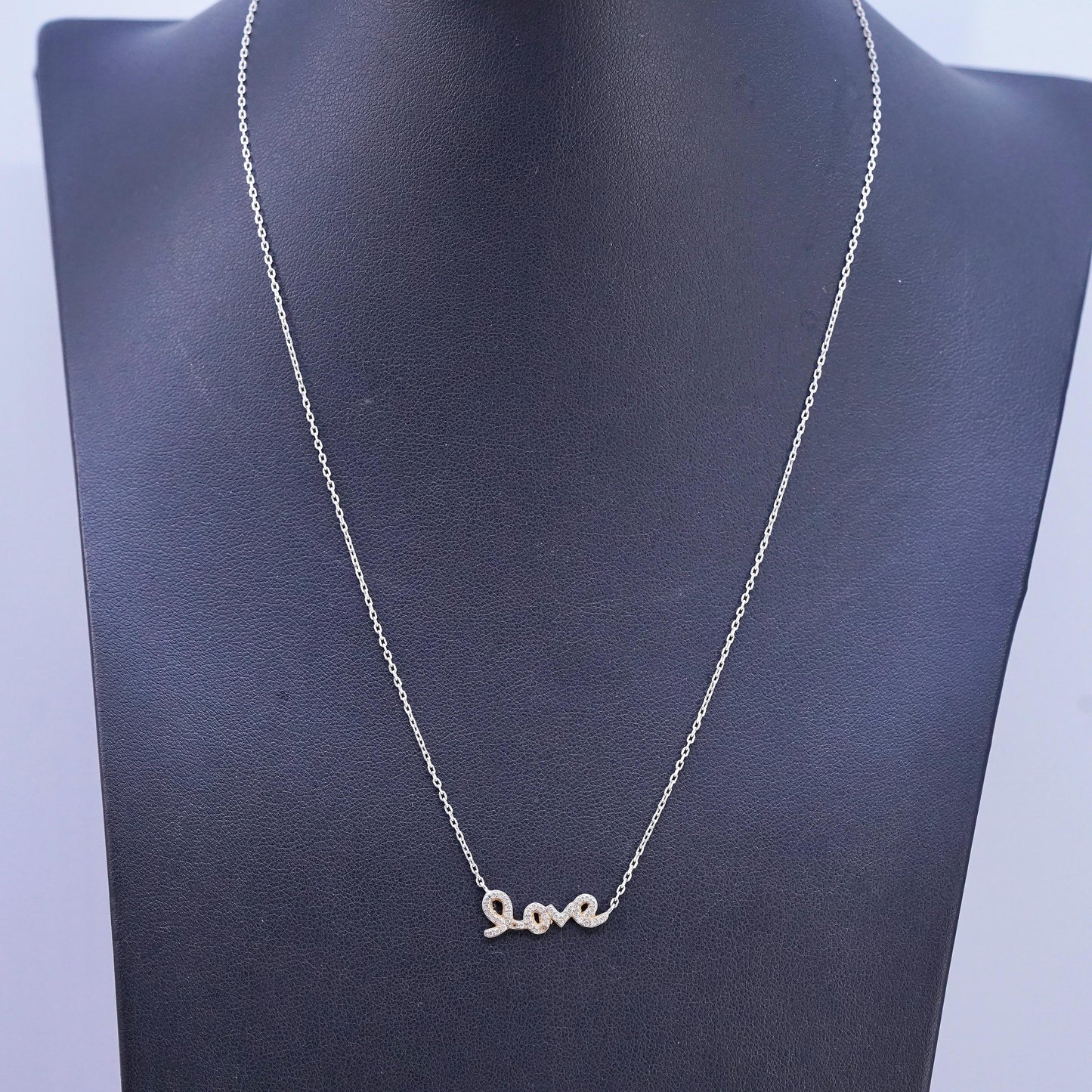 18", vintage Sterling silver handmade necklace, 925 circle chain love pendant