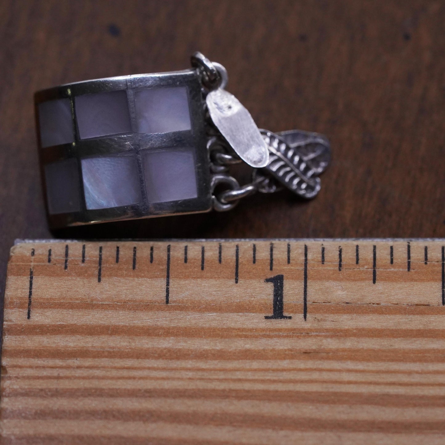 Mexican sterling silver single earring, 925 clip on w/ mother of pearl feather
