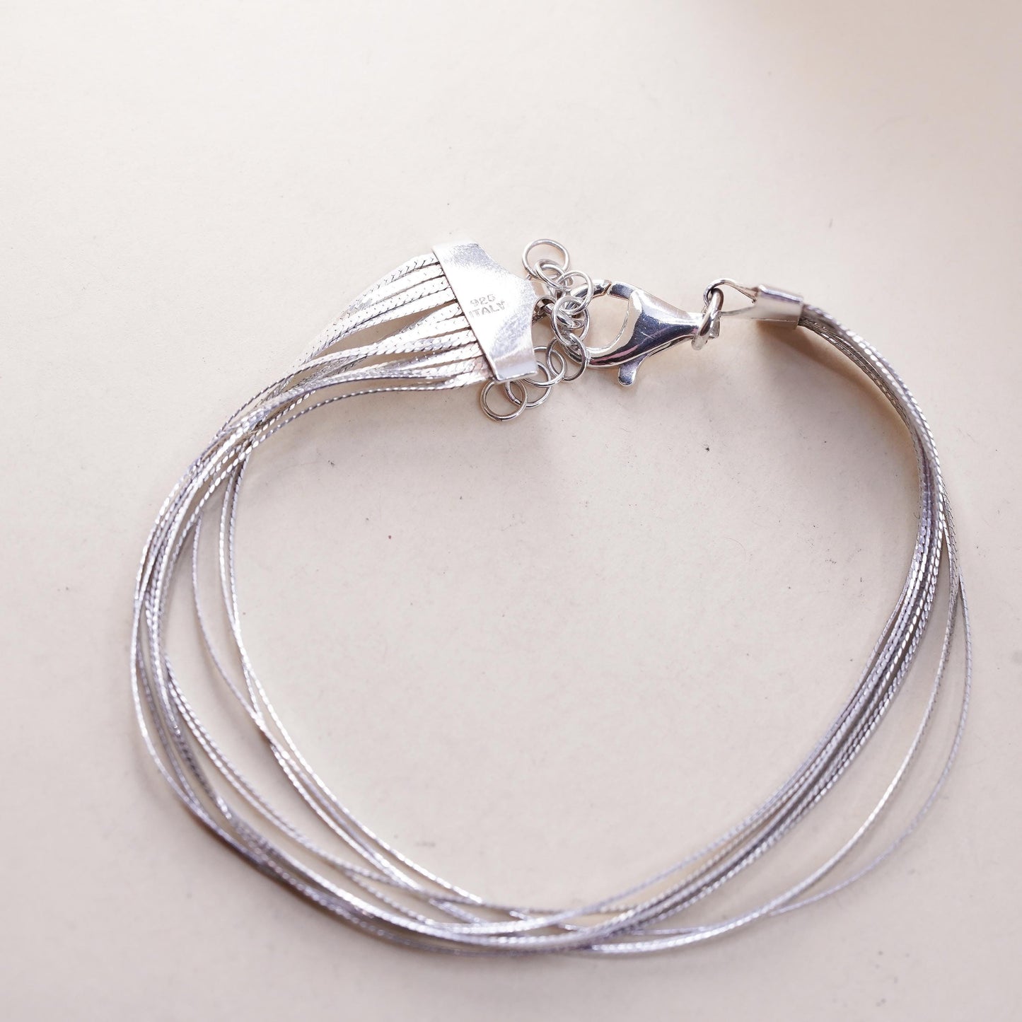 7+1”, Dyadema Italian multi 10 strands sterling silver bracelet 925 herringbone