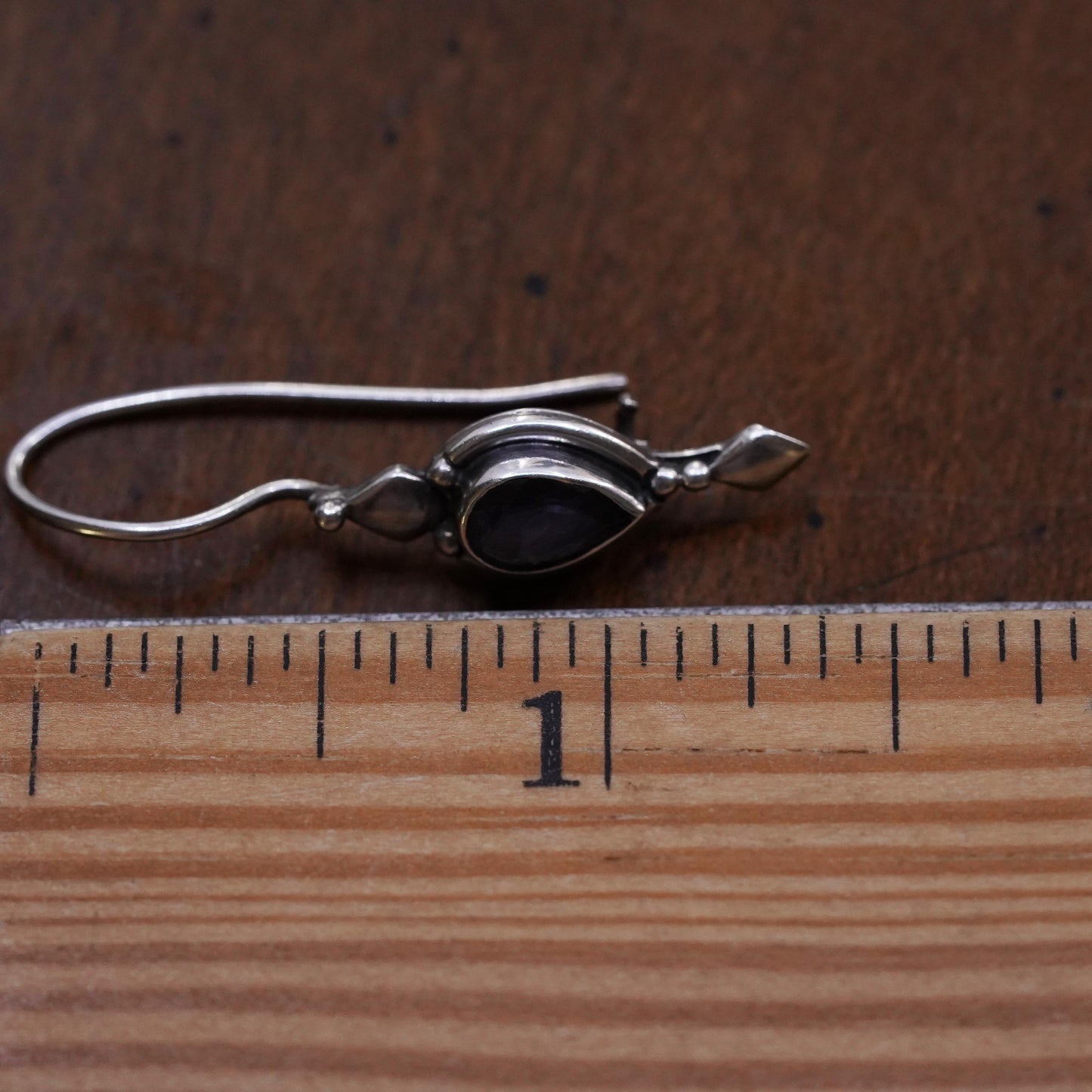 Southwestern sterling silver 925 single earring with amethyst and lever back