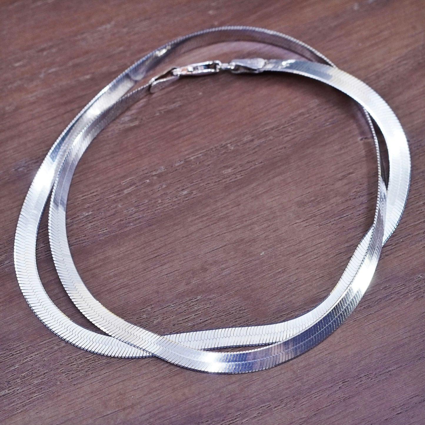 18” 5mm, vintage Sterling silver necklace, Italy 925 herringbone chain