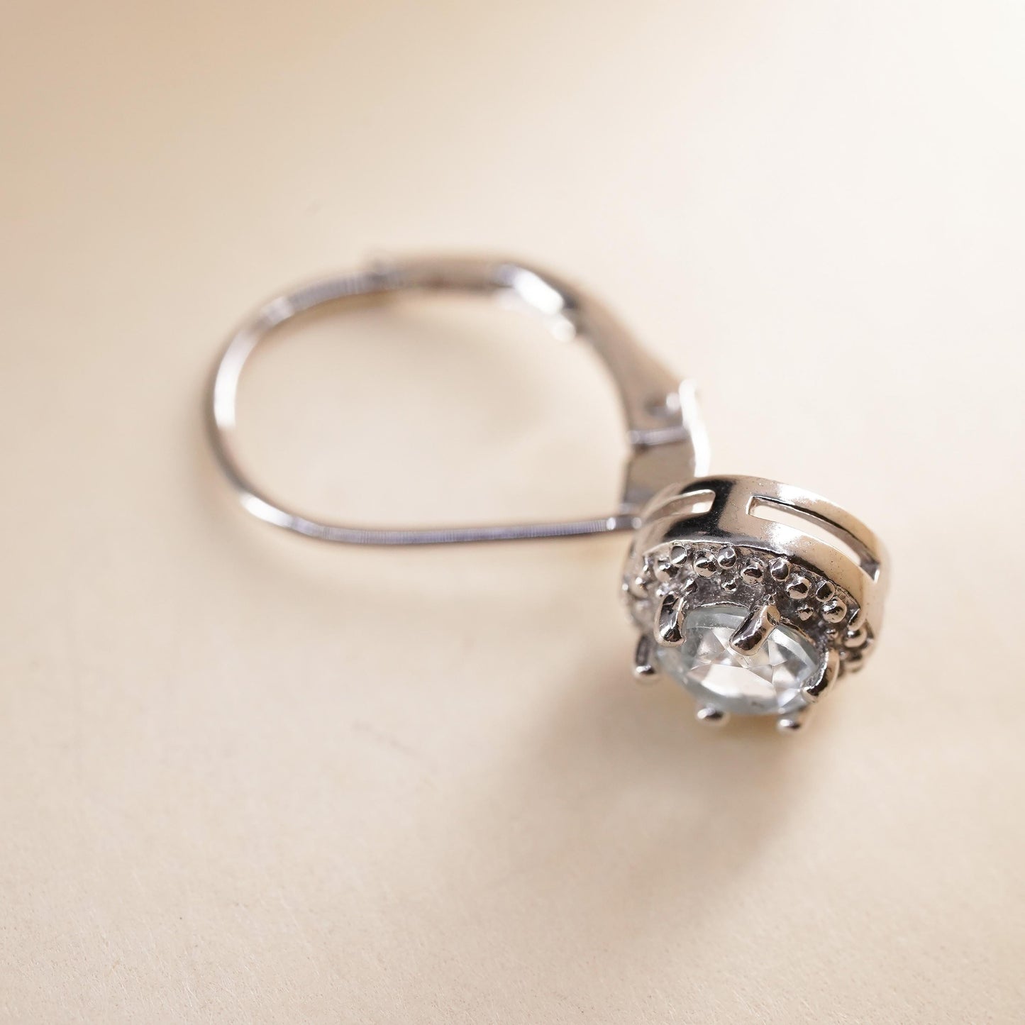 Fashion sterling silver single earring, 925 silver dangle with clear Cz