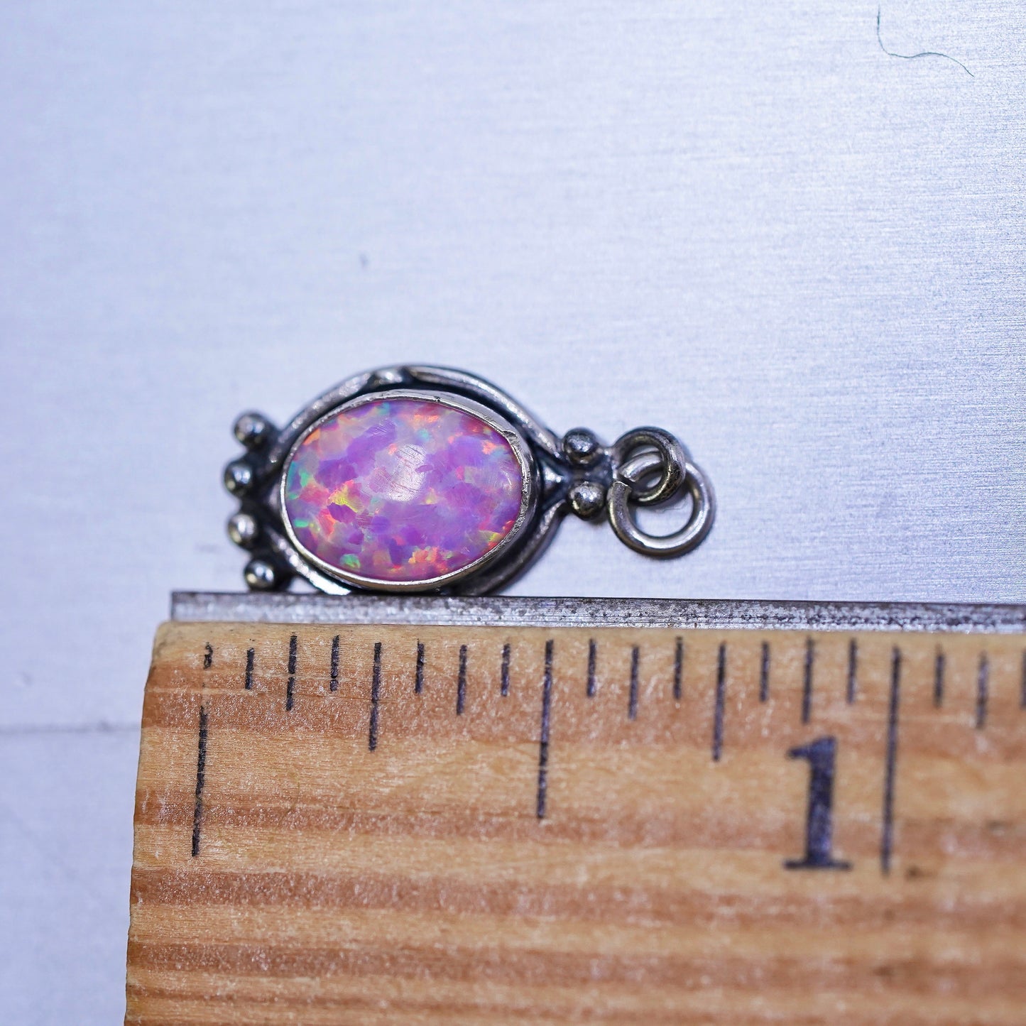 Vintage Sterling 925 silver handmade pendant with fire opal