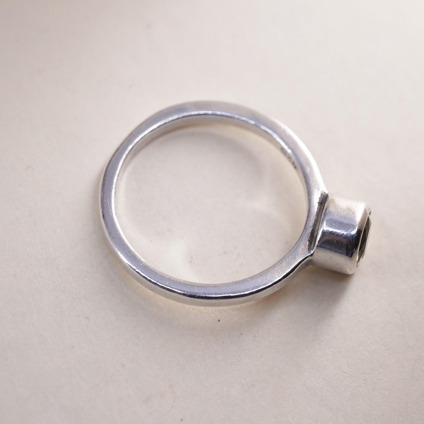 Size 5, vintage Sterling 925 silver ring, engagement stackable ring citrine