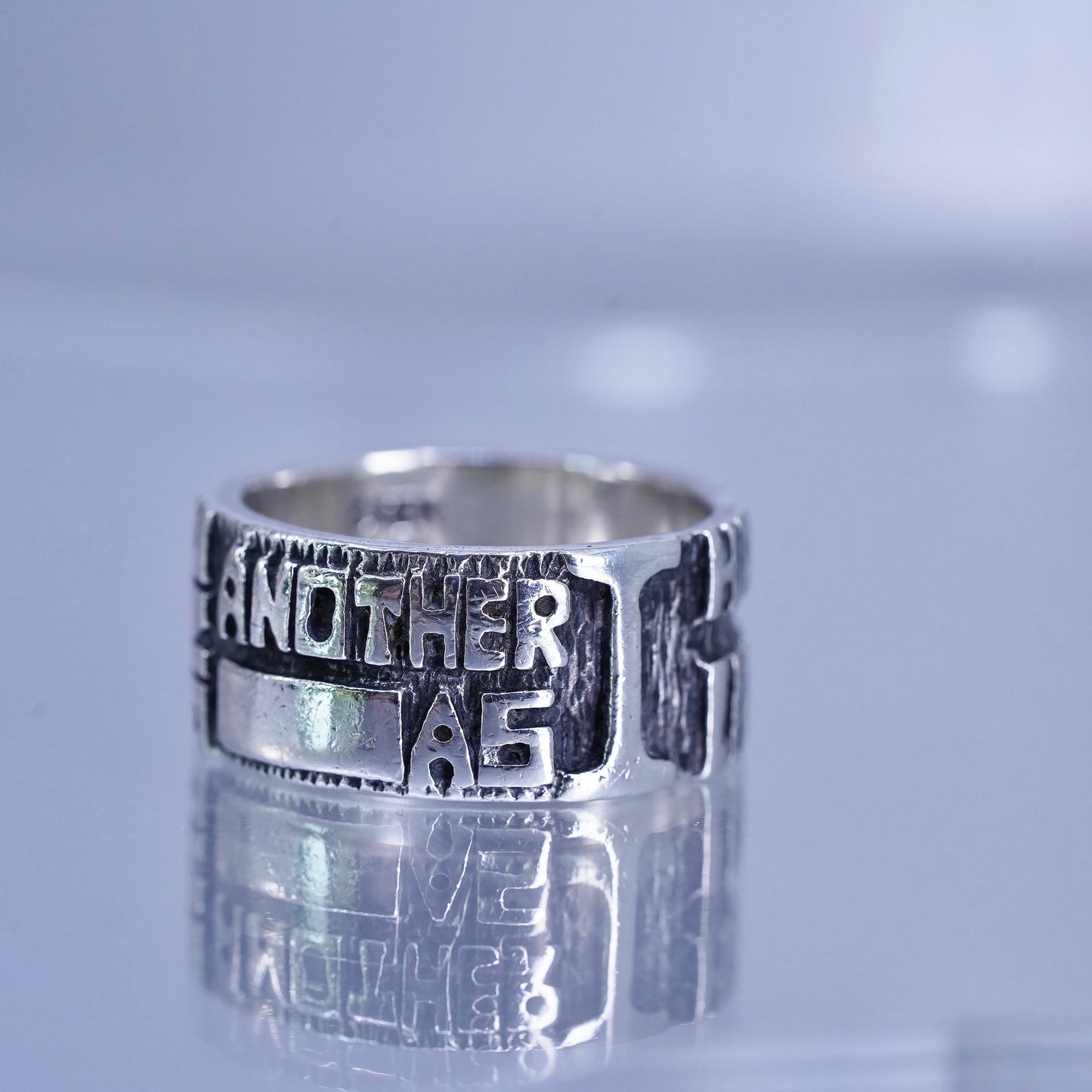 Size 10.5, Sterling 925 silver ring, “Love one another i have loved you” band