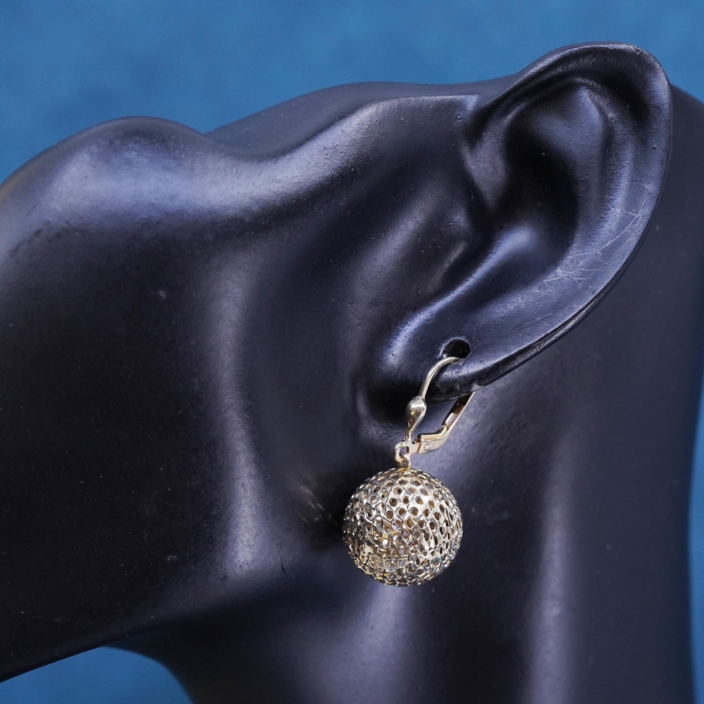 Vintage Italian vermeil gold over Sterling silver 925 earrings filigree beads