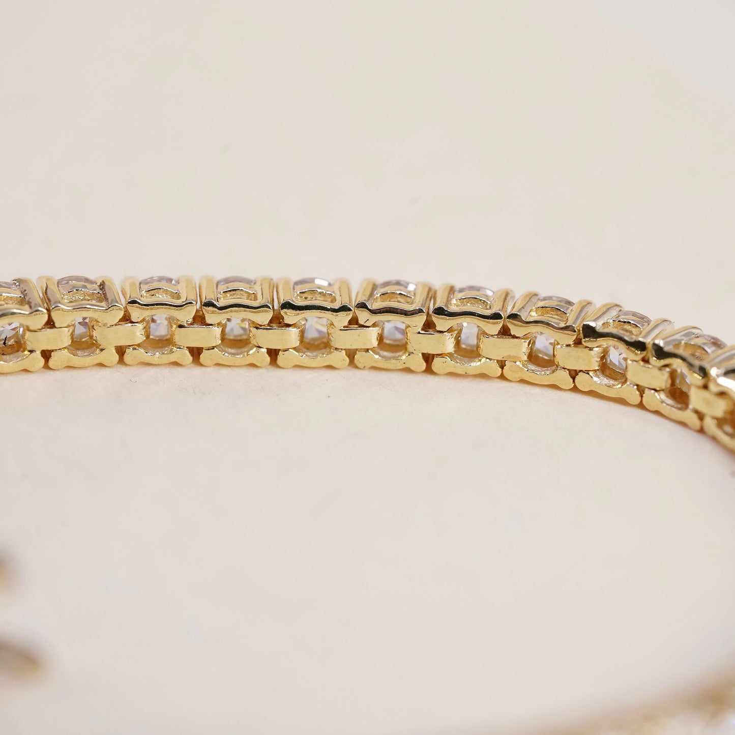 7", Vintage vermeil gold over Sterling 925 silver tennis bracelet with cz