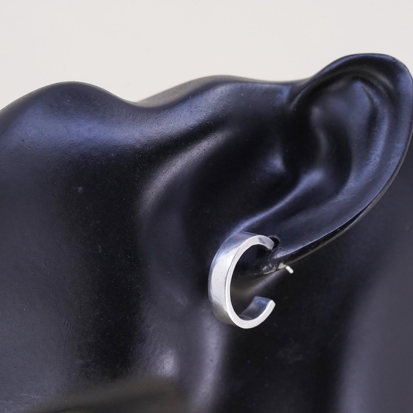 0.75", Vintage sterling silver single earring, fashion primitive hoop stud