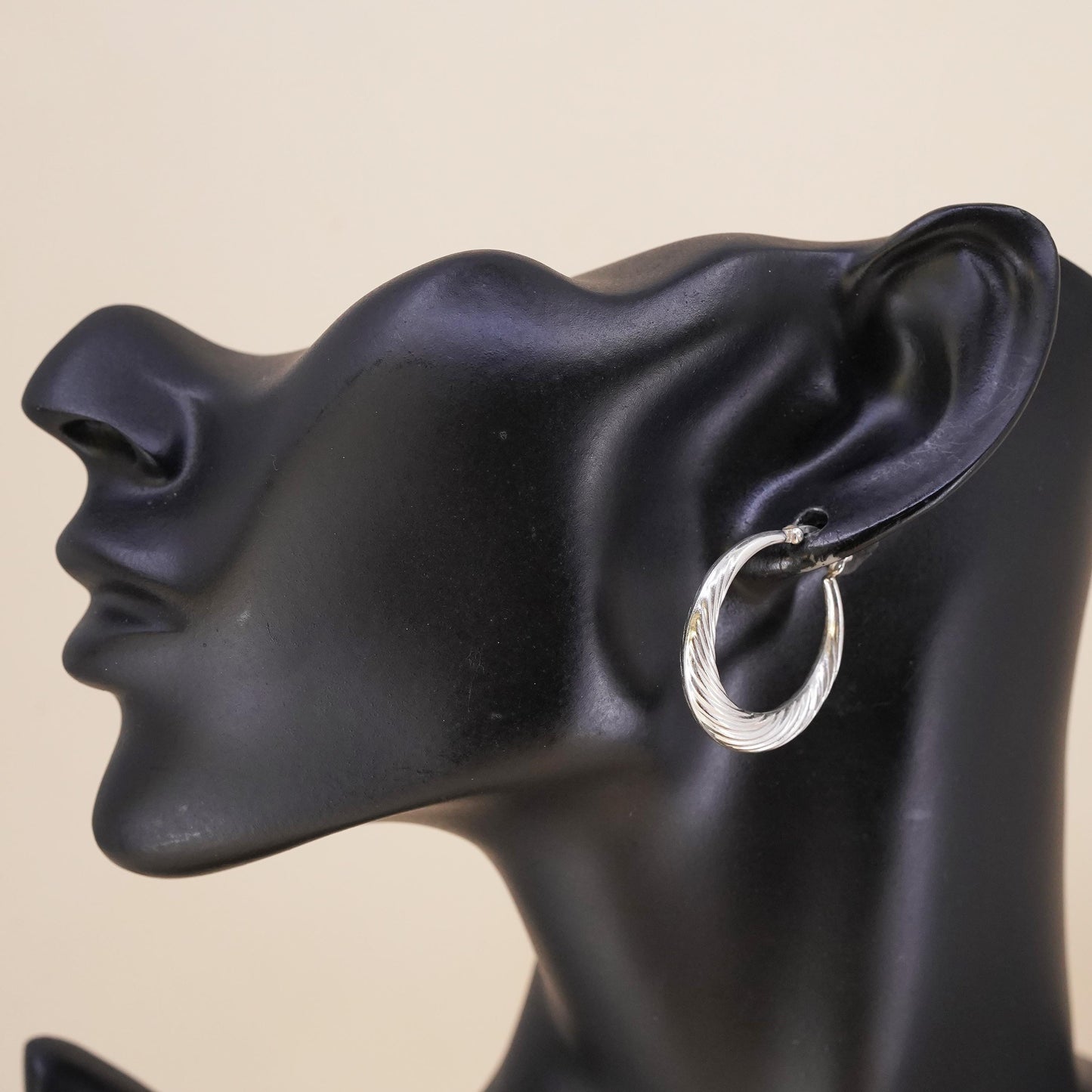 1", Vintage sterling silver loop single earring, fashion primitive twisted hoop