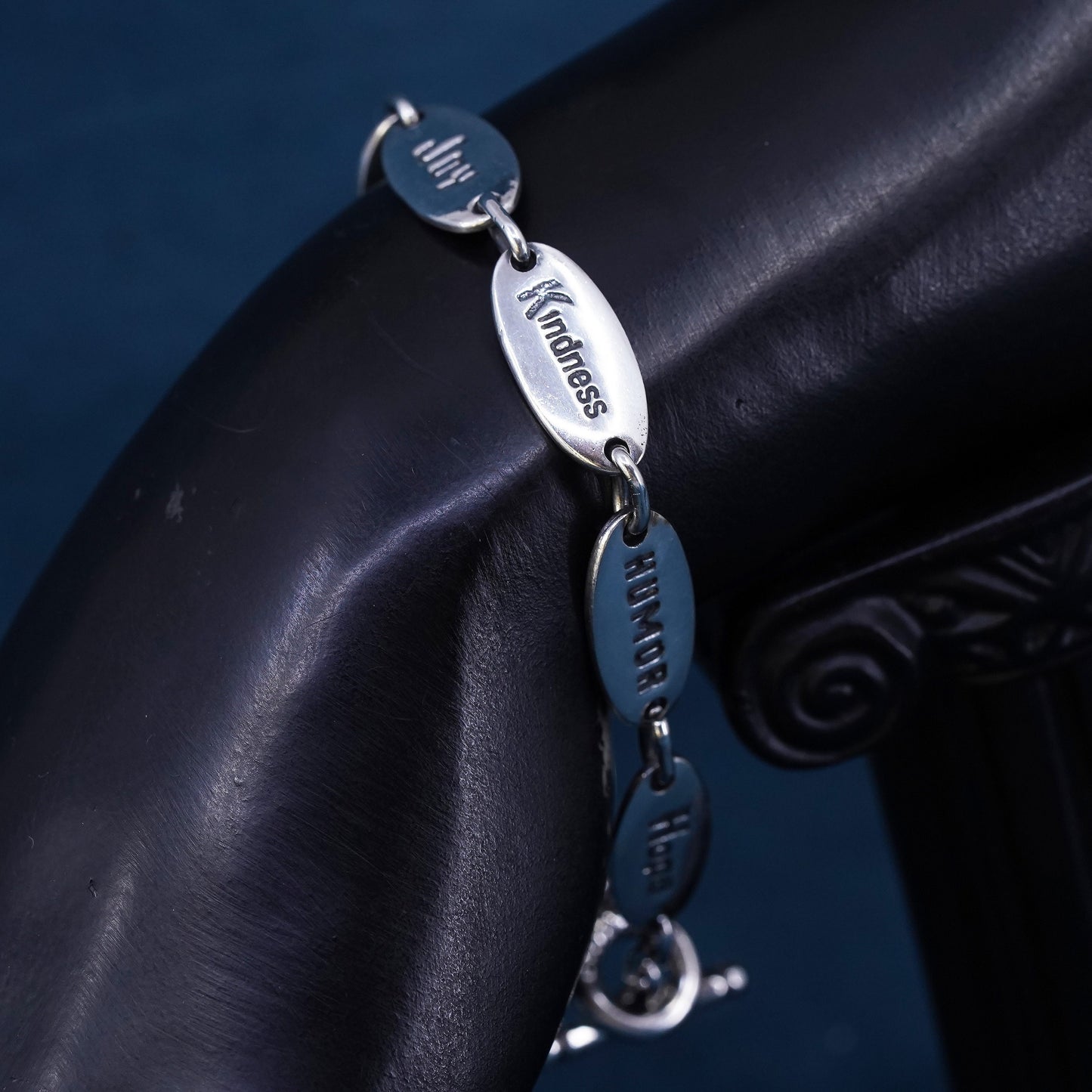 7.5", LHHF Sterling silver bracelet, 925 heart chain embossed “loyalty passion