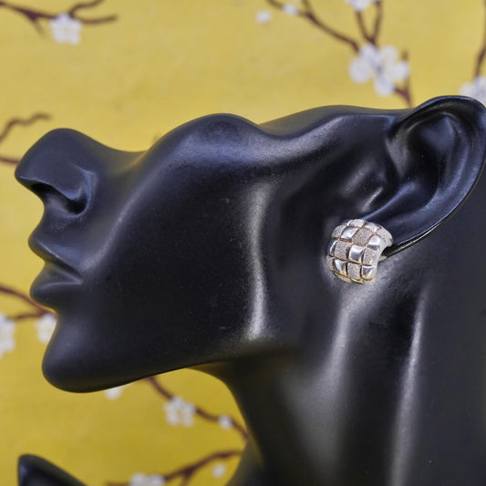 0.75", VTG Italian Sterling silver hoop earrings, glittering 925 huggie studs