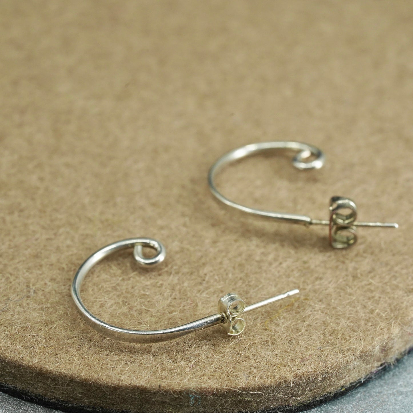 0.75”, vintage Sterling silver handmade earrings, modern 925 huggie studs