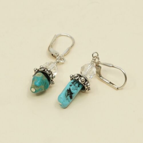 Amazing handmade Sterling 925 Silver earrings, 925 Turquoise Dangles