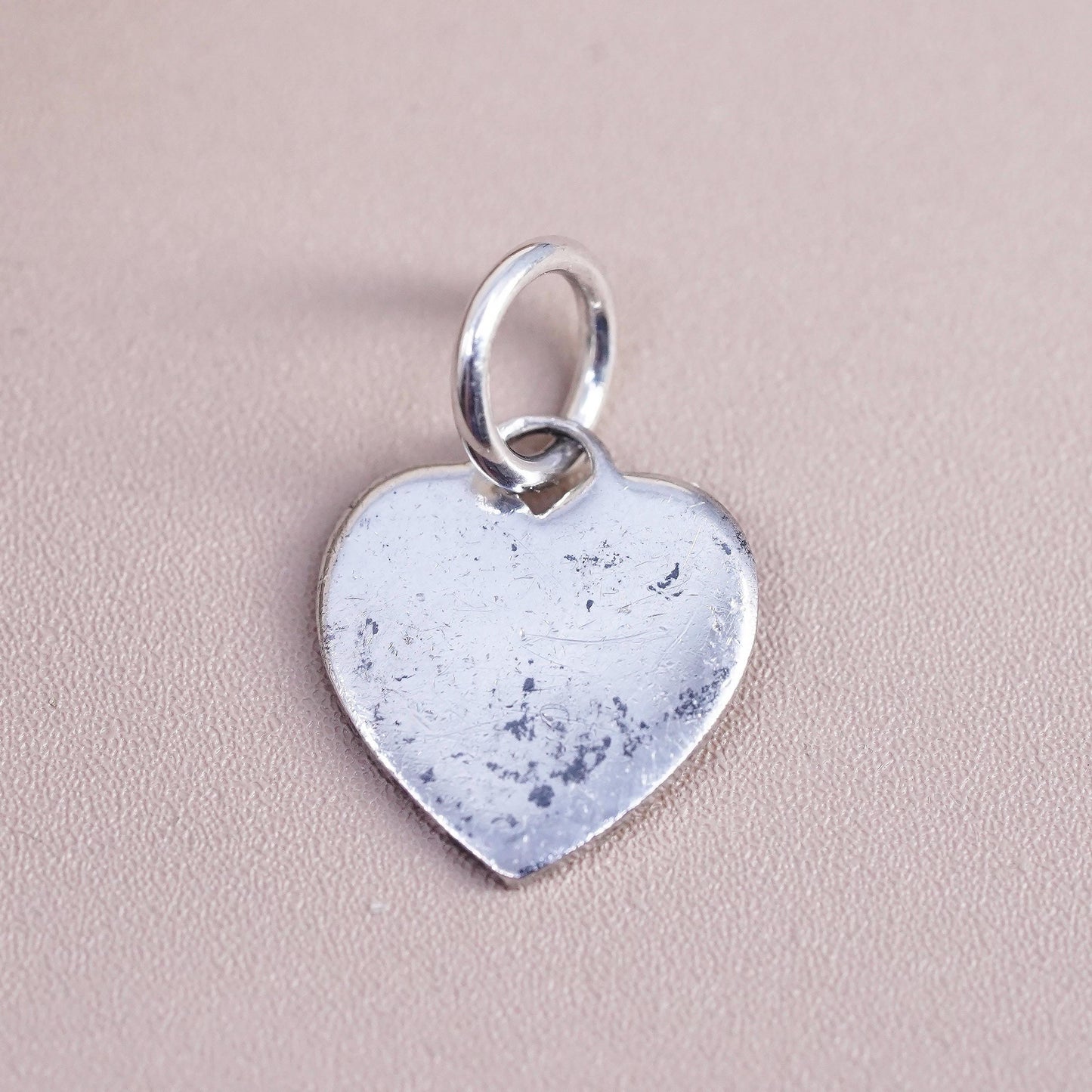 Vintage sterling silver handmade pendant, 925 heart charm