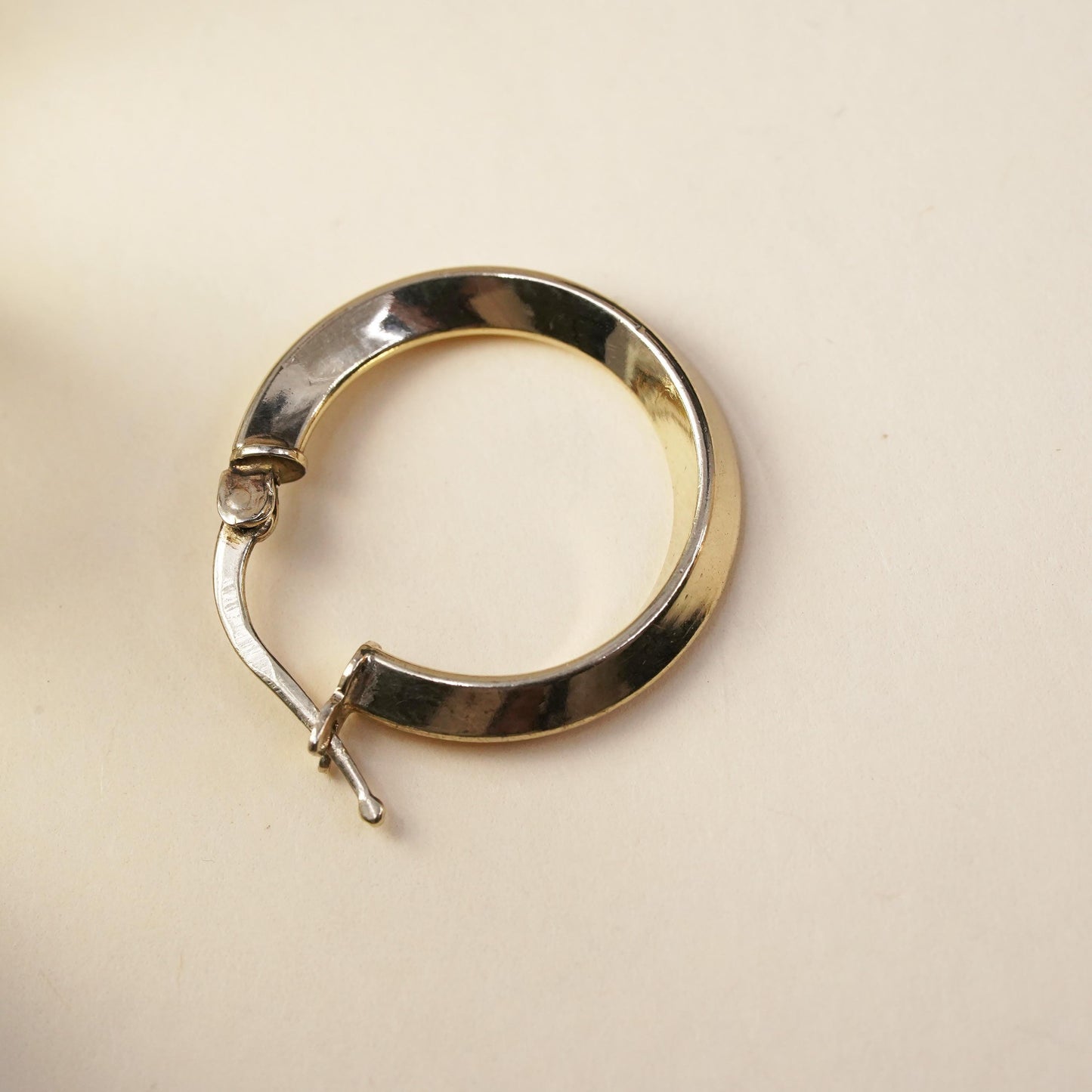 0.75", vermeil yellow gold over sterling silver single earring, primitive hoop