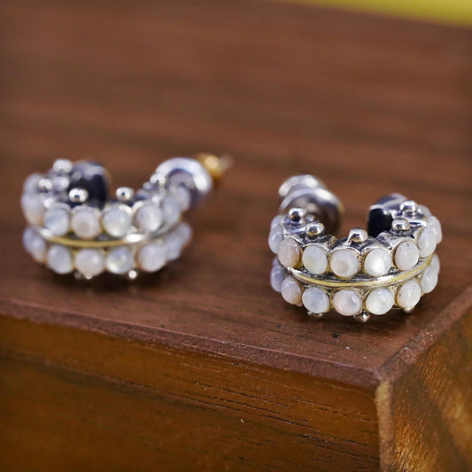 Peyote Bird Sterling silver earrings, southwestern 925 huggie studs MOP