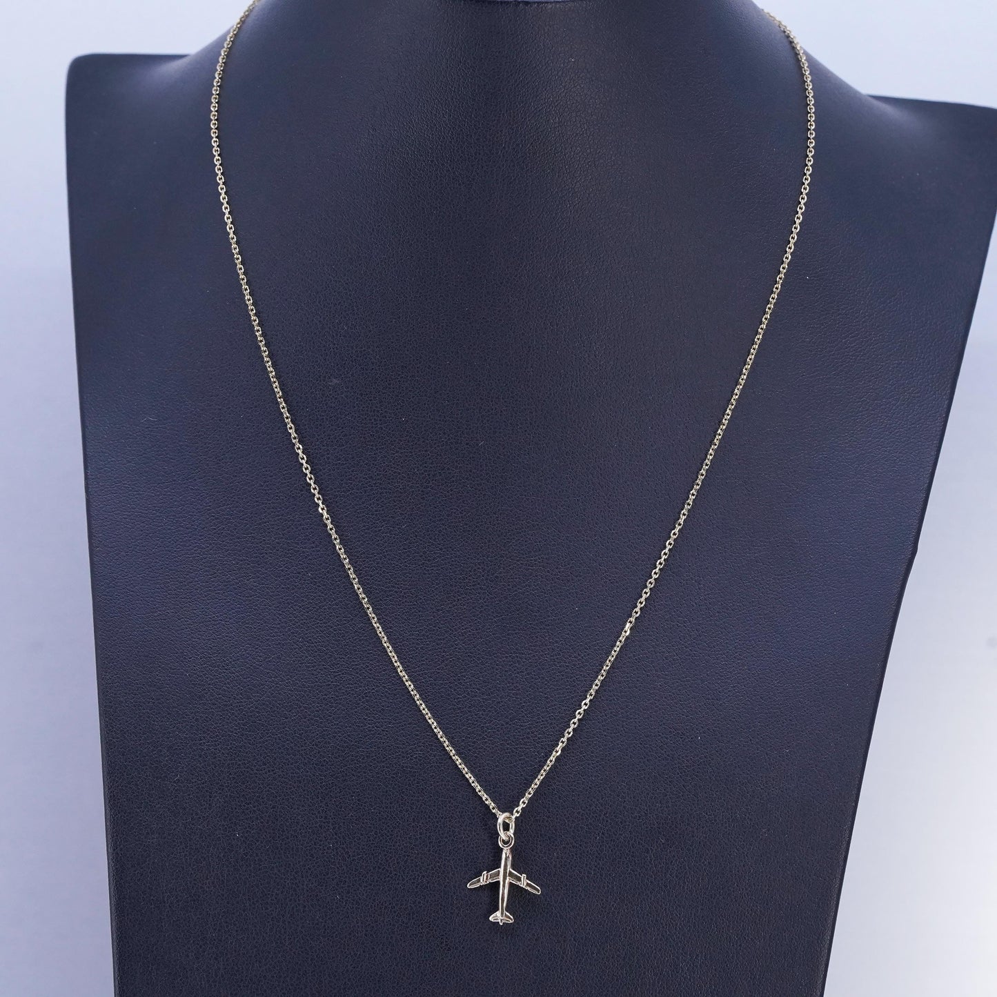 16+2" 925 Dyadema vermeil gold plated Sterling Silver Necklace airplane Pendant