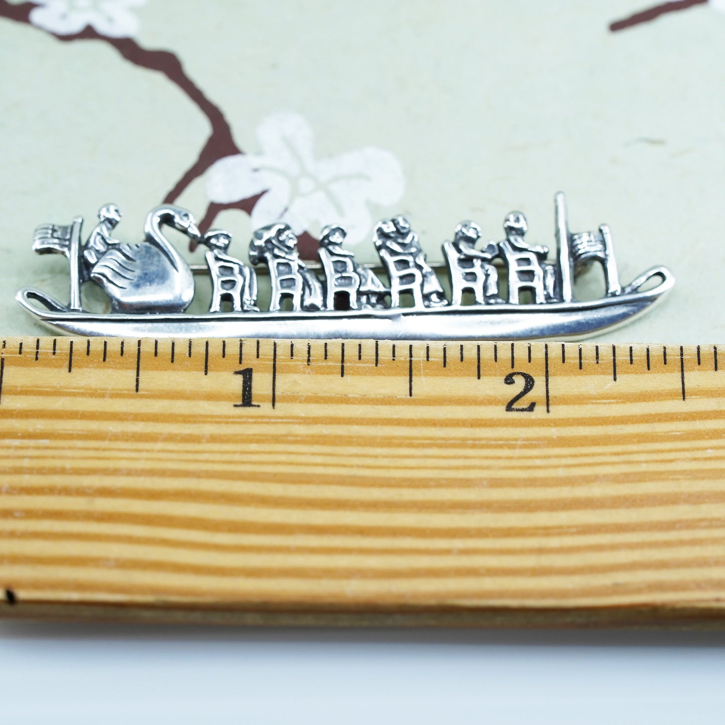 Vintage sterling silver handmade pin, 925 soufeel sailing boat brooch