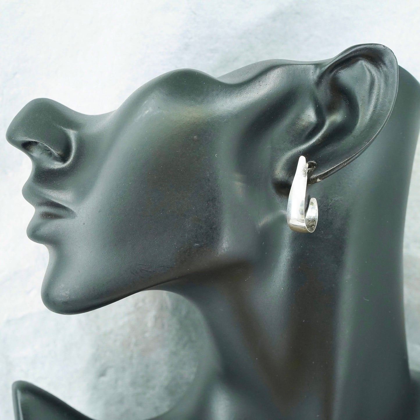 1”, vintage Sterling silver handmade earrings, 925 simple Huggie studs
