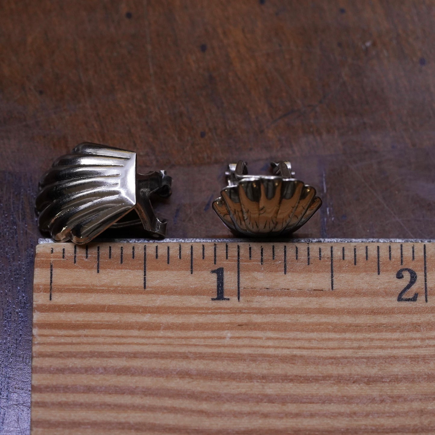 Vintage jewelry, Sterling 925 silver handmade shell clip on, earrings