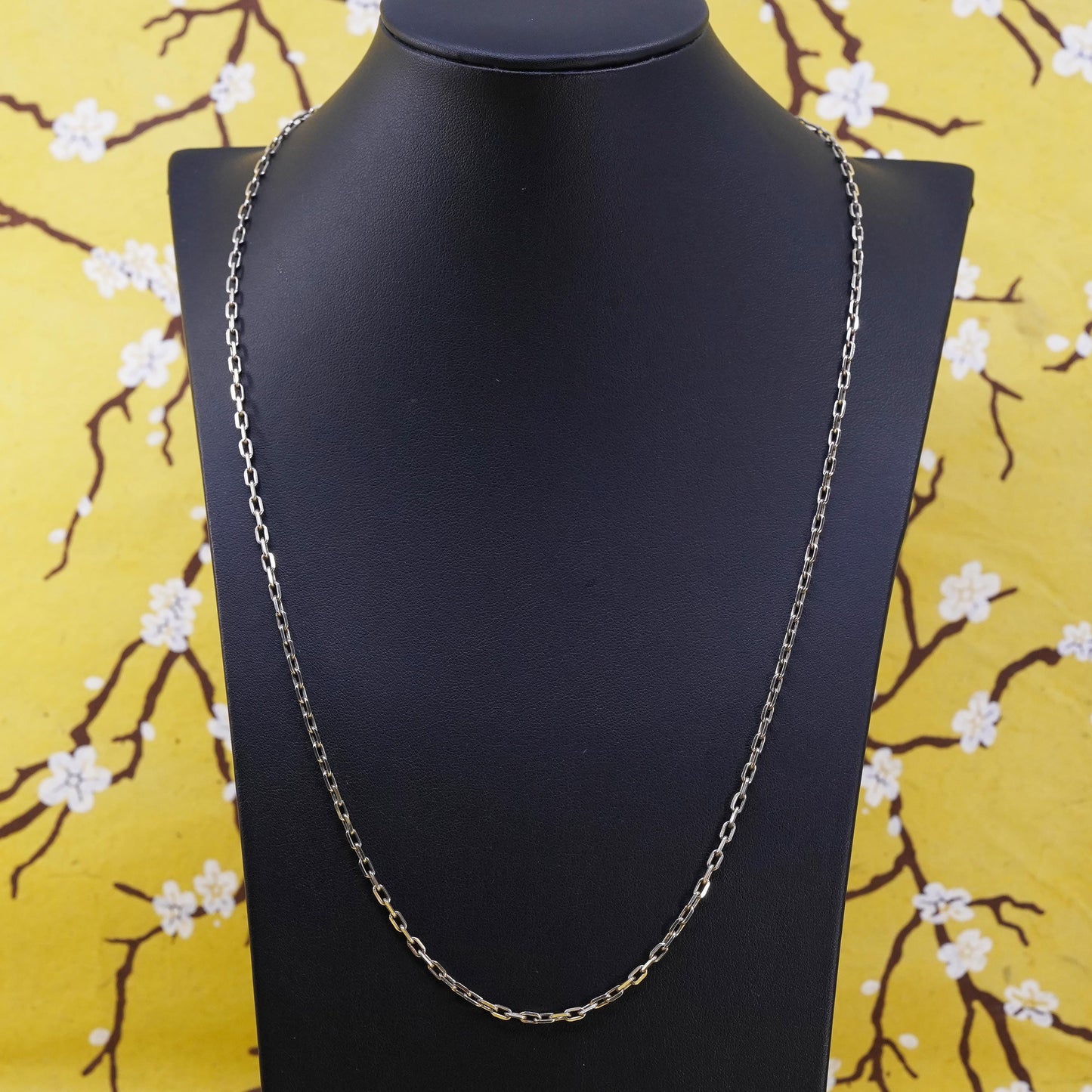 23" 3mm, vintage Italian Sterling silver necklace, 925 oval link chain