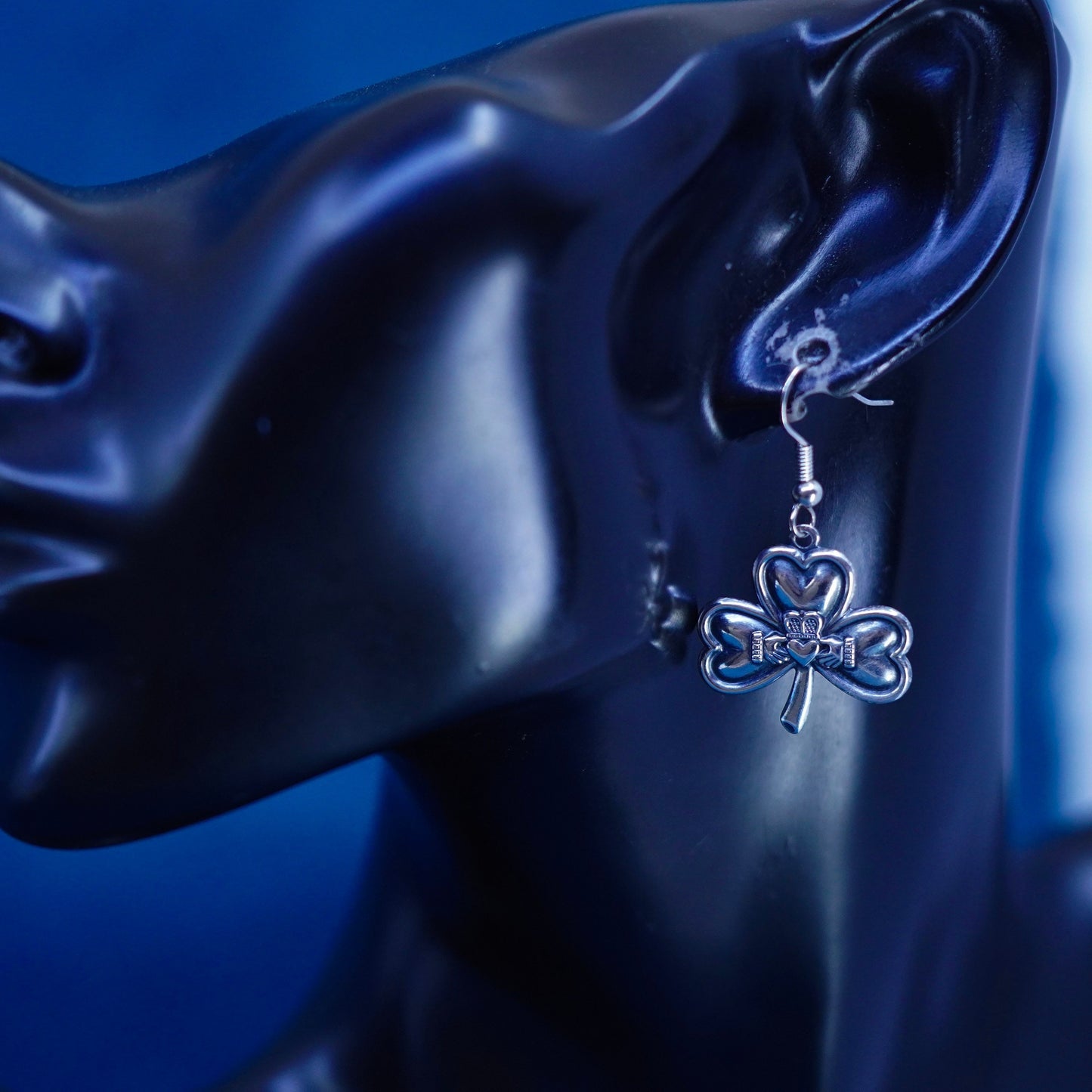 Sterling silver friendship earrings, 925 Irish claddagh holding heart hands