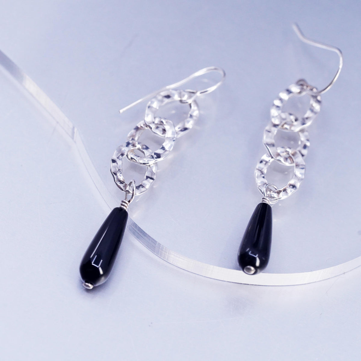 Silpada W1281 Sterling 925 Silver & Black Onyx French Wire Drop Earrings