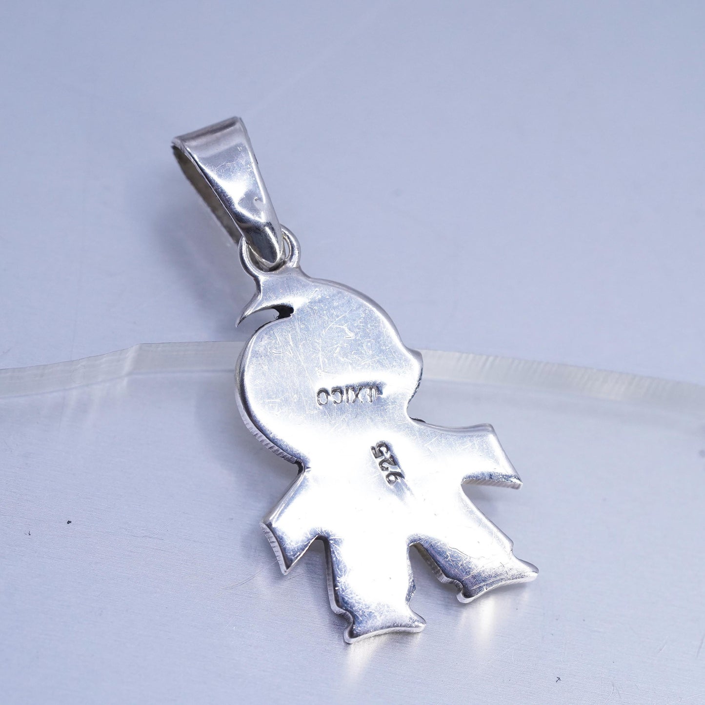 Vintage Mexican sterling 925 silver handmade boy tag pendant charm