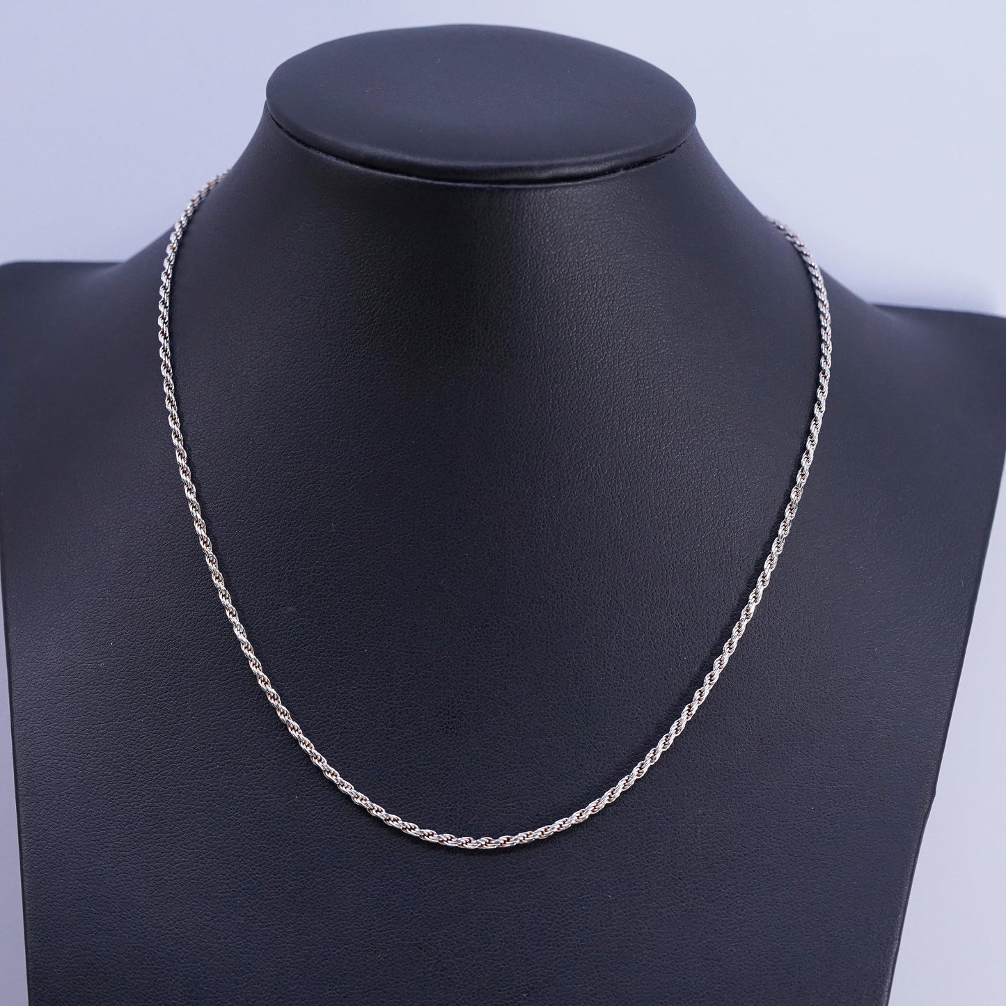 16”, 2mm, vintage Sterling silver handmade necklace, 925 diamond cut rope chain