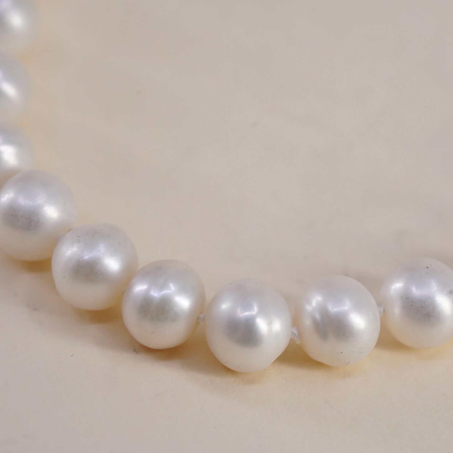 7” 7mm-9mm, Vintage handmade bracelet, freshwater pearl with 925 silver clasp