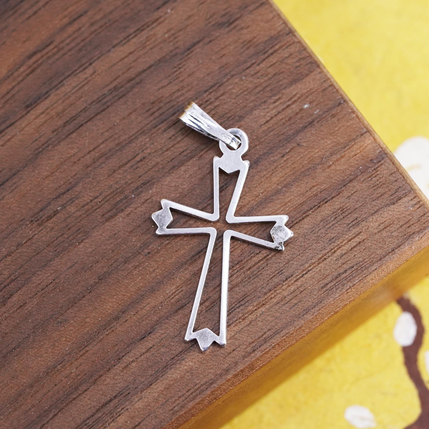 Vintage Sterling silver handmade cross pendant, 925 charm