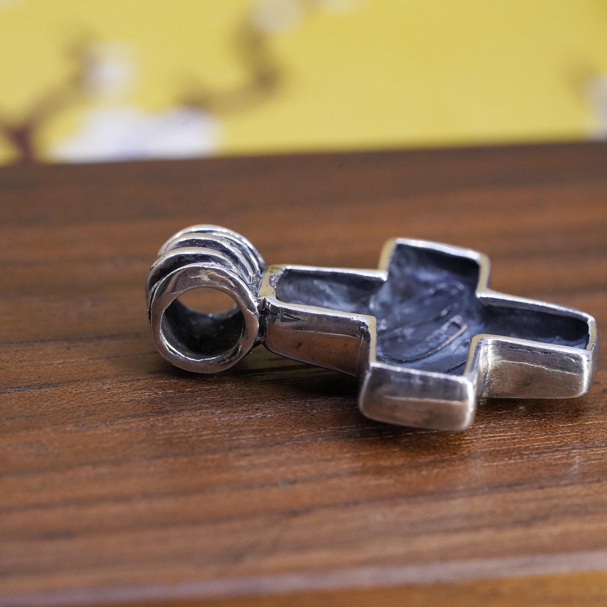 Sterling Silver Cross, Bold Textured Christian Cross Pendant, 925 Religious