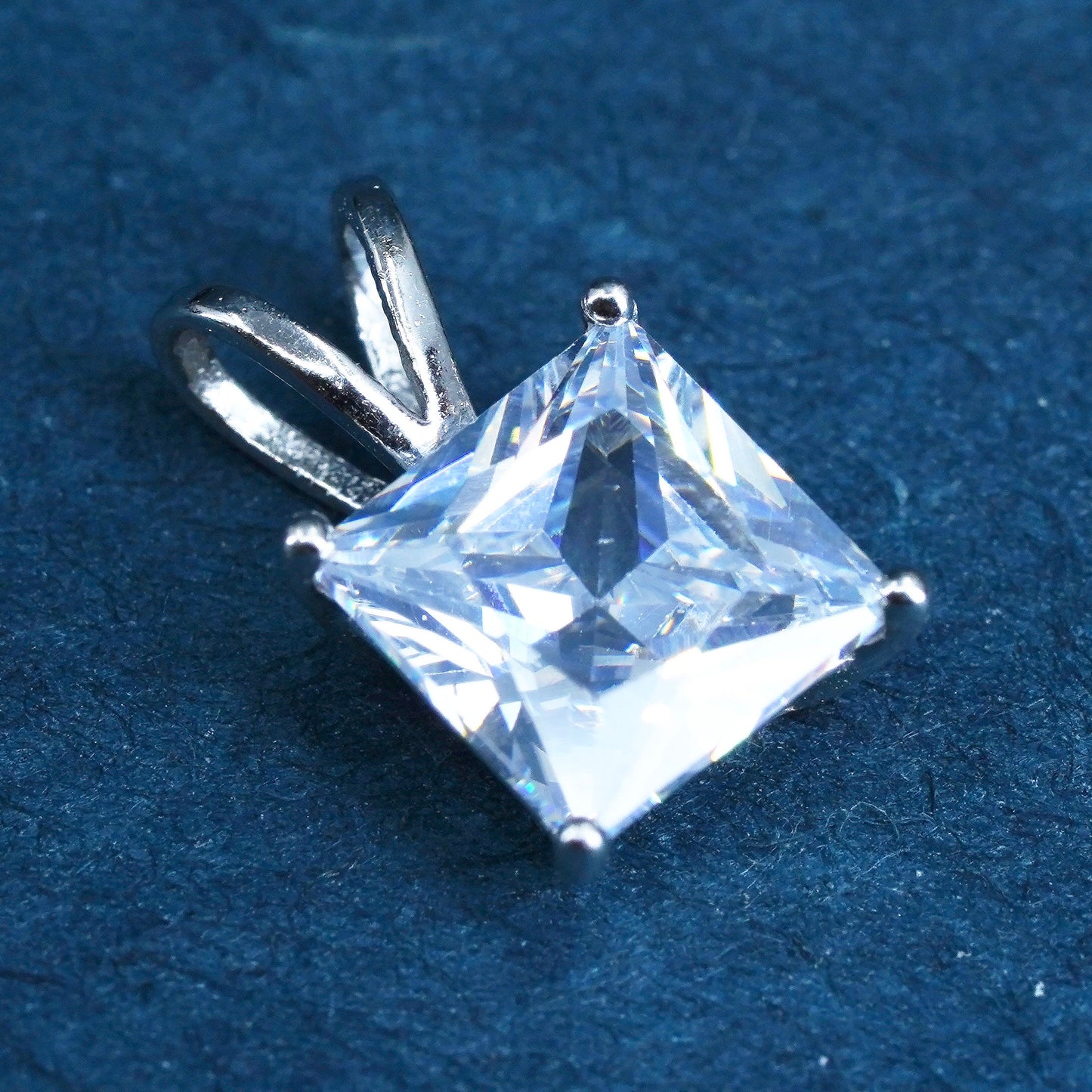 vintage Sterling silver handmade pendant, solid 925 silver with cz details