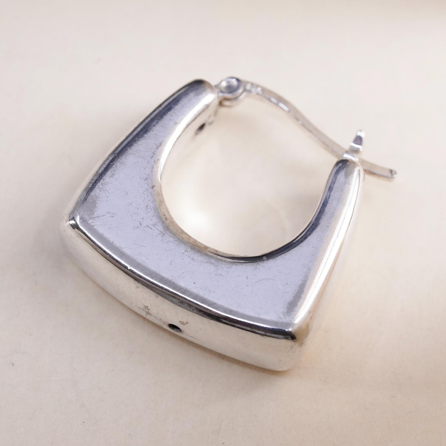 1", Vintage sterling silver loop single earring, minimalist primitive hoop