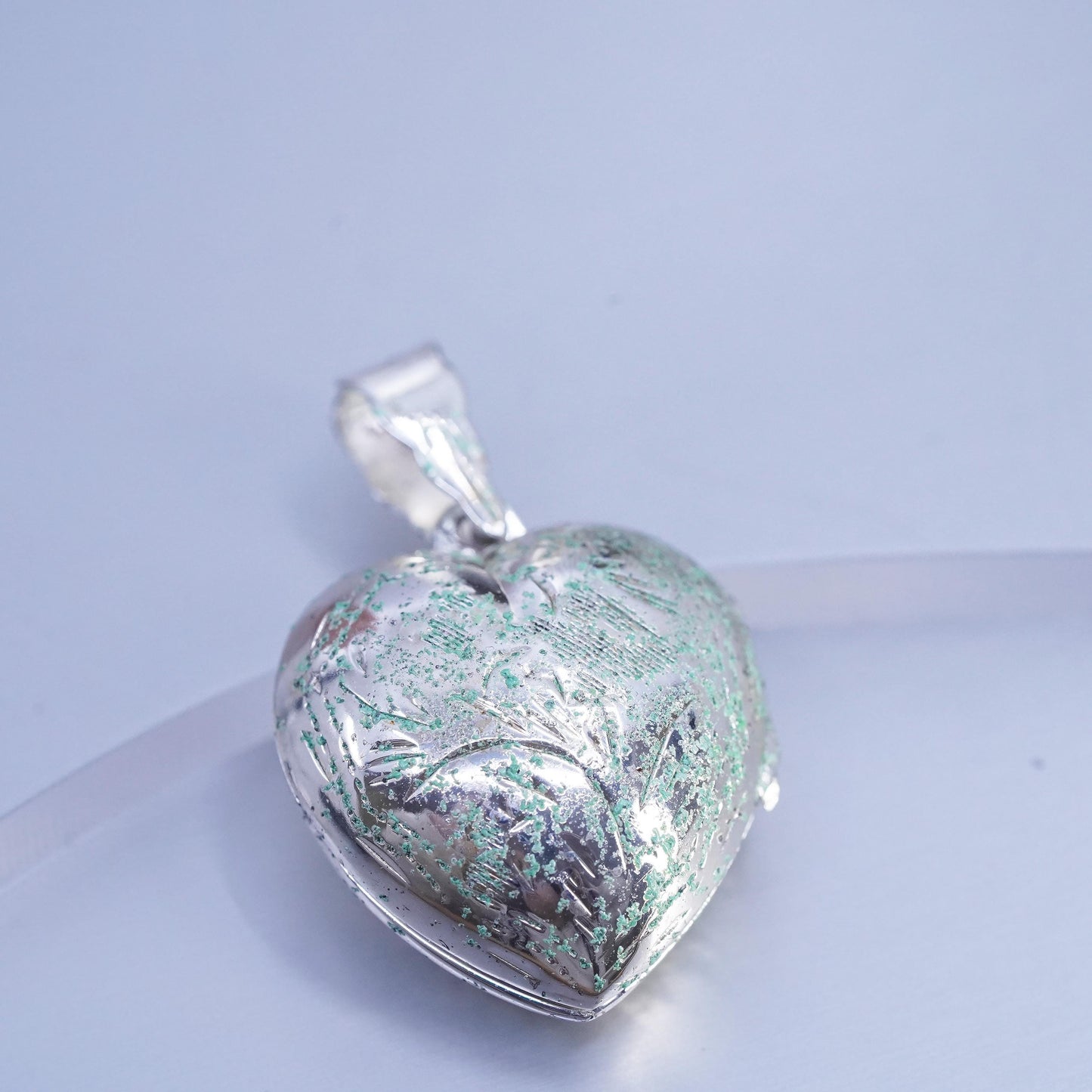 Vintage Sterling silver handmade charm, 925 heart Pendant photos locket