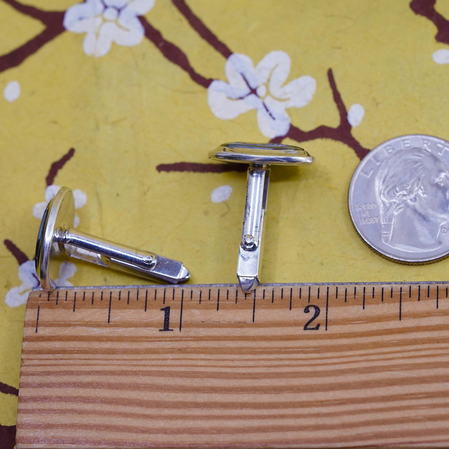 VTG Sterling 925 silver handmade hematite warrior Intaglio cufflinks cuff links
