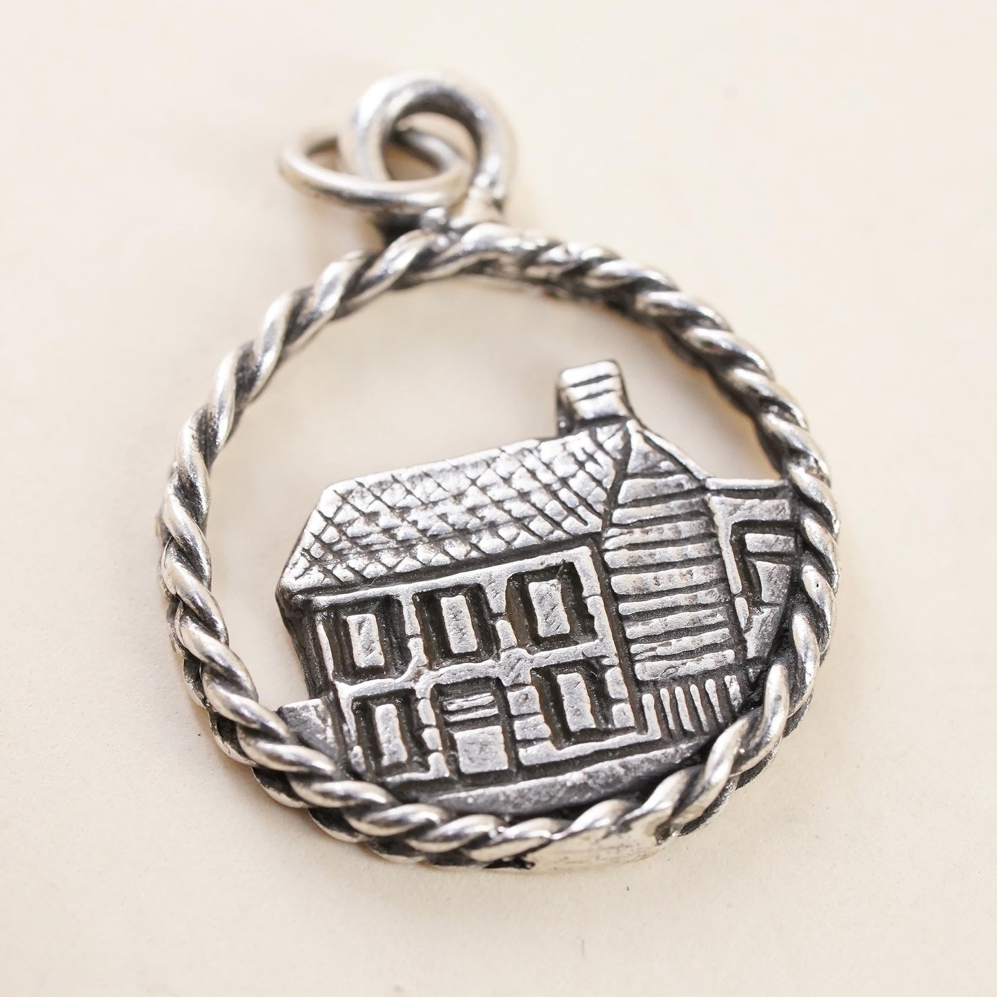 Sterling 925 Silver Hannibal Missouri House Charm Pendant, Mark Twain Souvenir