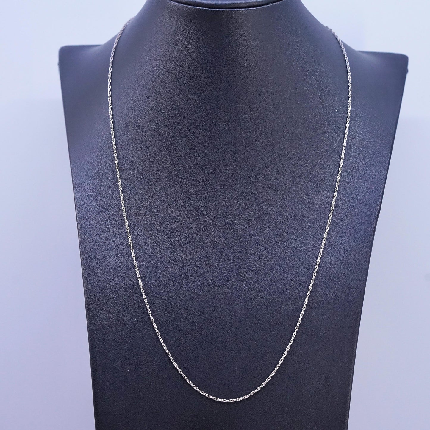 22" 1mm, vintage Sterling silver necklace, 925 Singapore rope chain