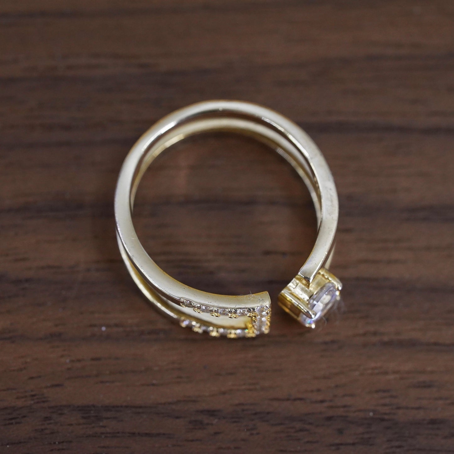 vintage vermeil gold over Sterling silver ring, 925 band with cluster cz