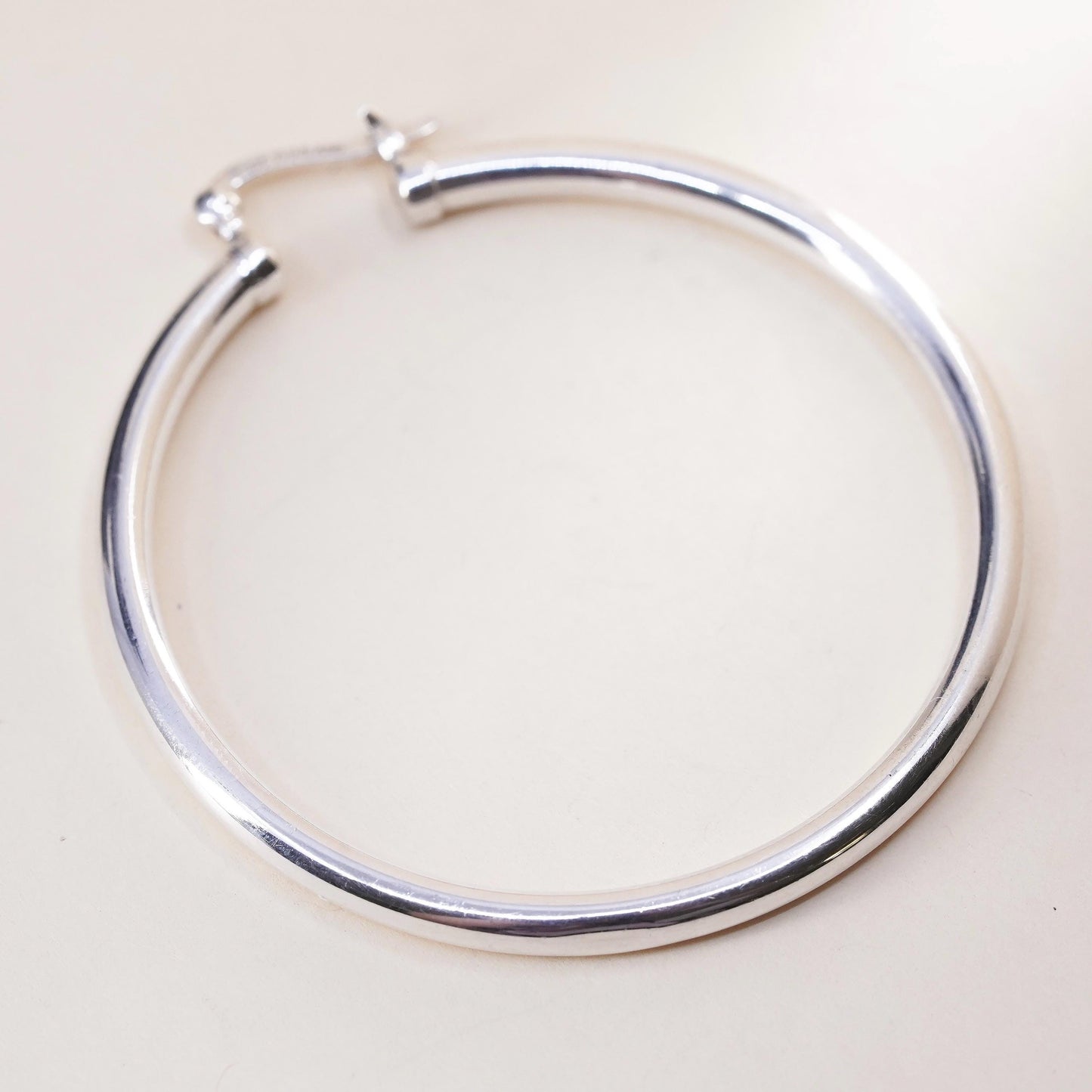 2", Vintage sterling 925 silver loop single earring, minimalist primitive hoop