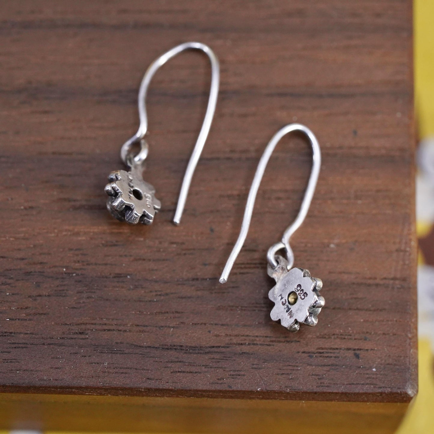 Vintage Sterling 925 silver handmade earrings with peridot drops