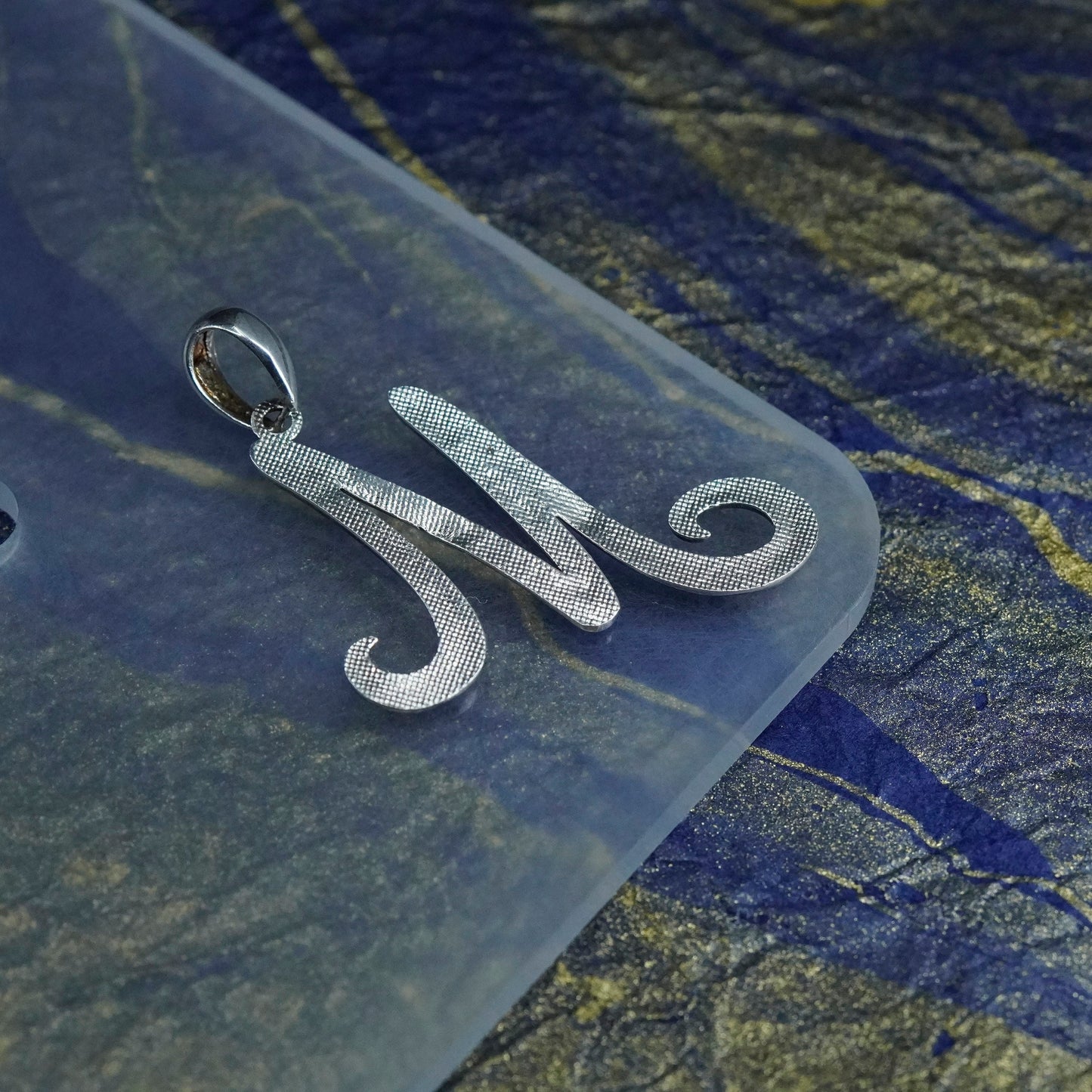 Vintage sterling silver handmade pendant, 925 charm, letter “M”