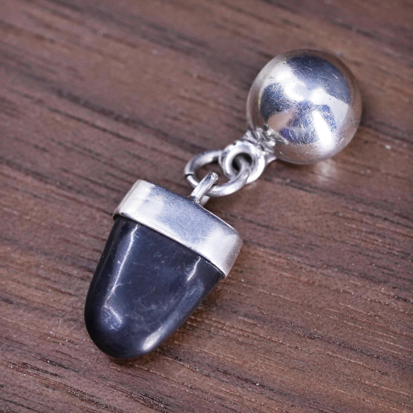 Vintage Mexican Sterling 925 silver handmade pendant with onyx