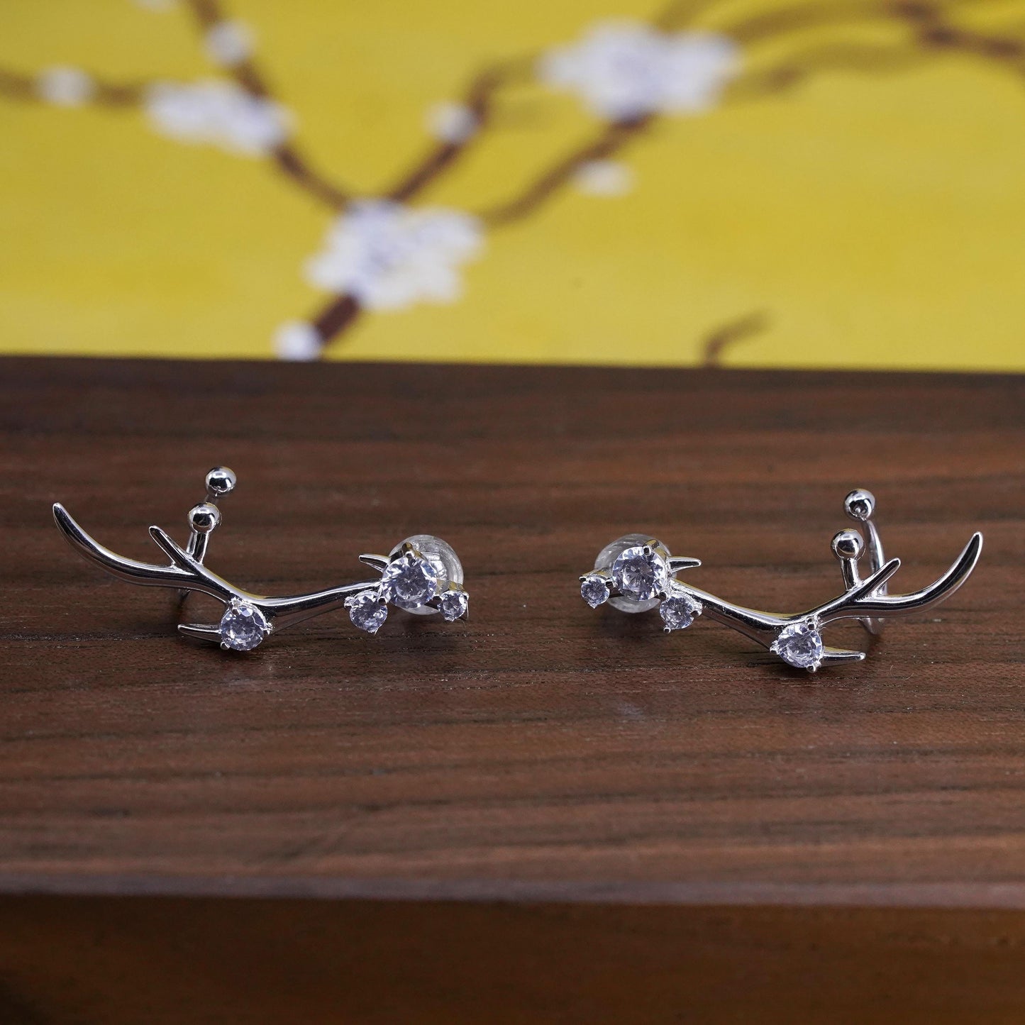Vintage Sterling 925 silver clear Cz studs, Swarovski earrings