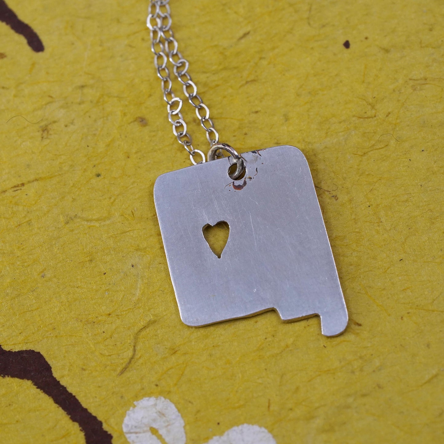 18", Sterling silver necklace, 925 flatten circle chain with tag heart pendant