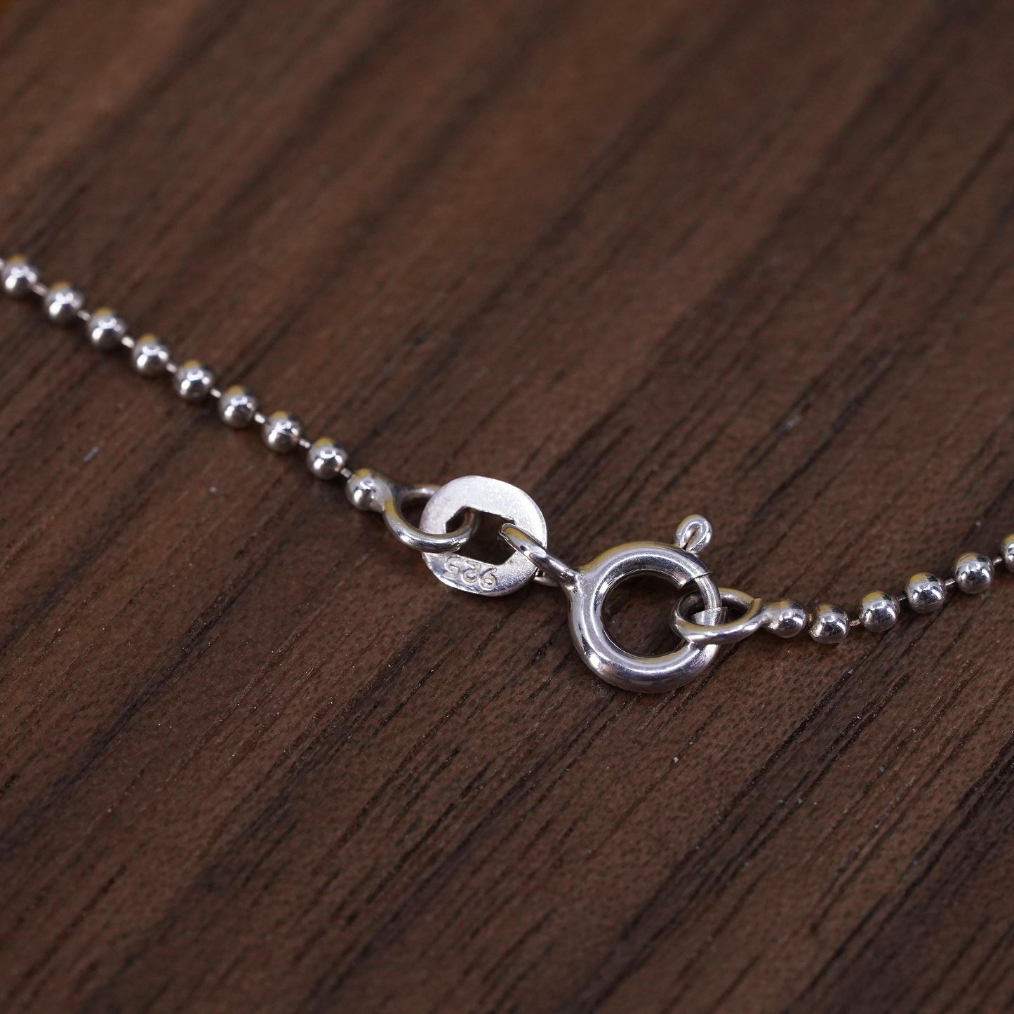 16”, 1mm, vintage Sterling silver beads necklace, Italy 925 curb chain beads