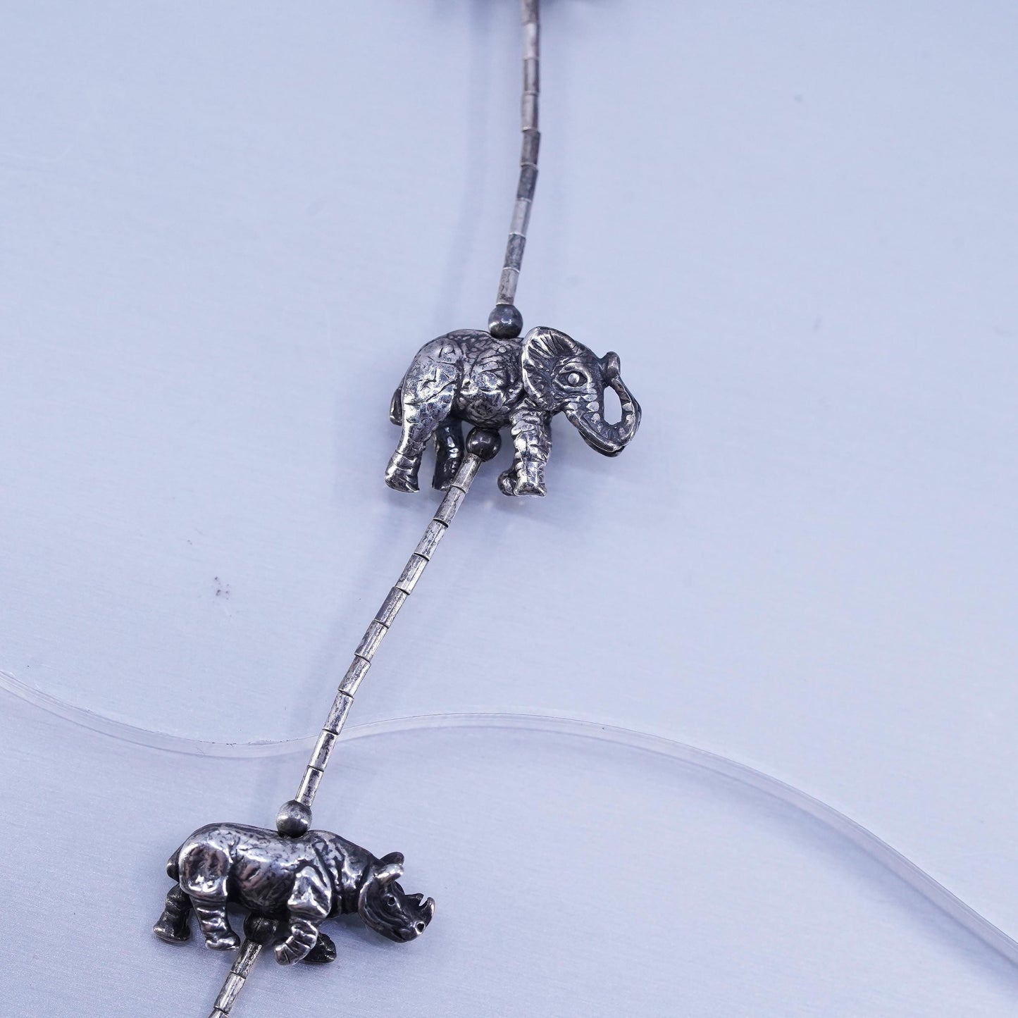 30”, Native American Liquid Sterling 925 Silver chain necklace, animal Fetish
