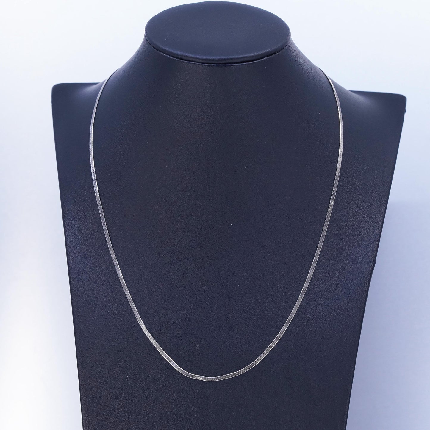 20” 2mm, vintage Italy Sterling 925 silver flatten herringbone chain necklace