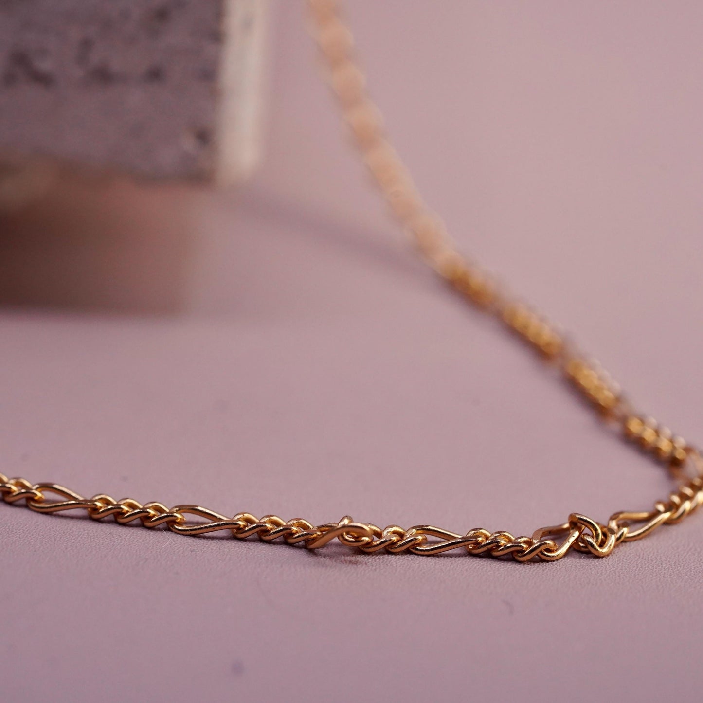 6+2” 2mm, vintage gold plated Sterling silver figaro bracelet